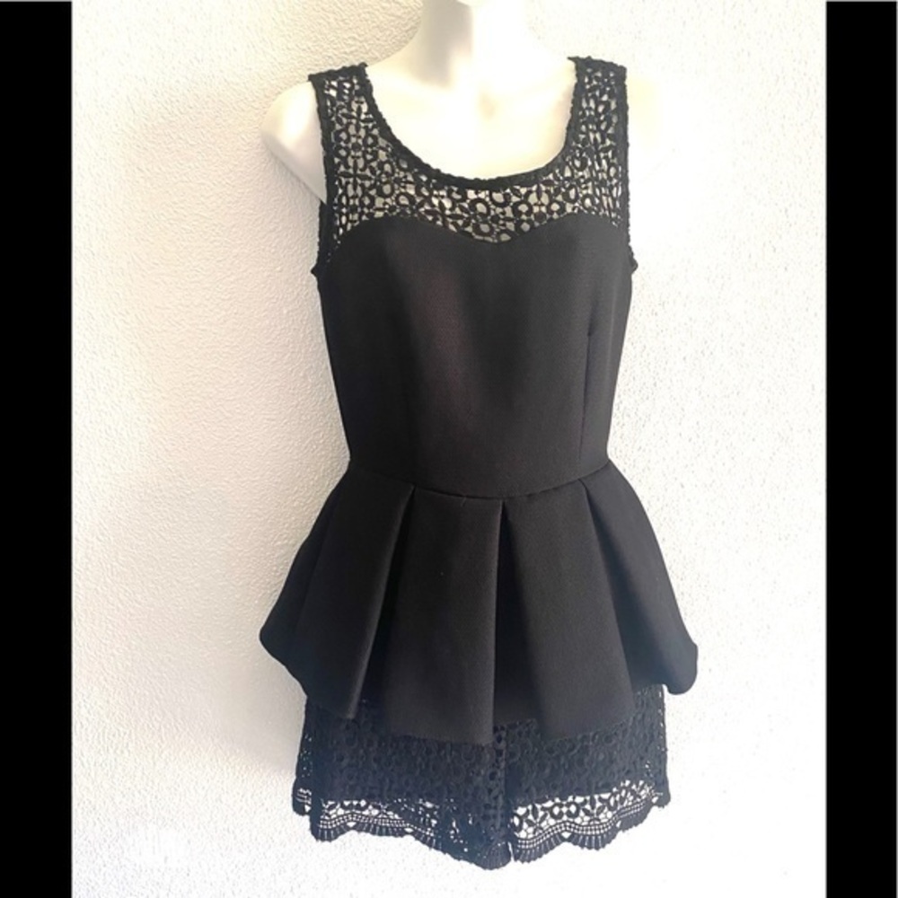black lace romper peplum dress size small